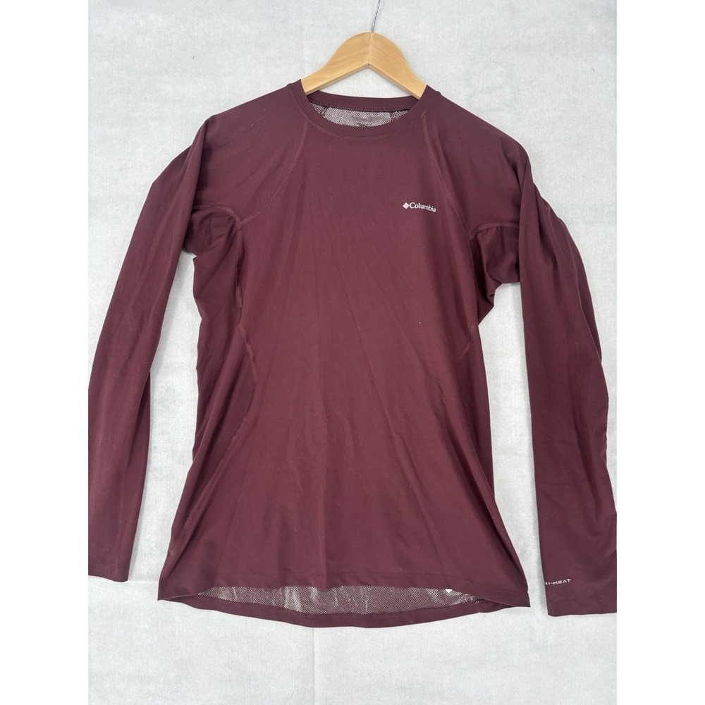 Columbia Omni-Heat Women's L Maroon Baselayer Long Sleeve Shirt Thermal Stretch